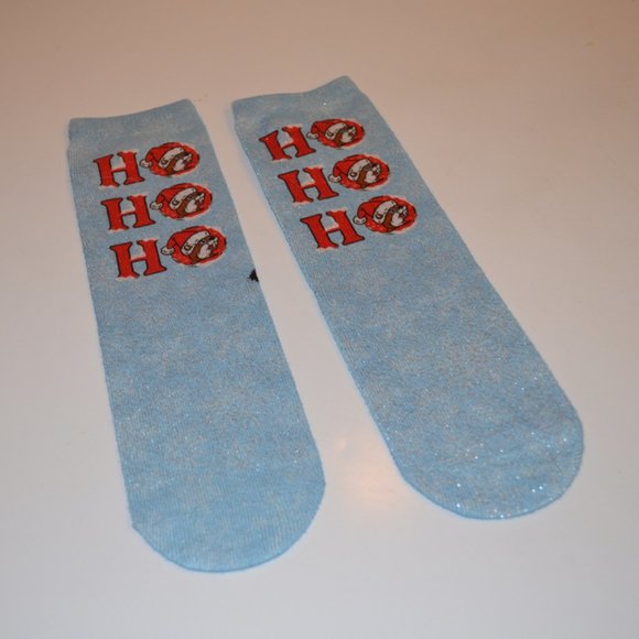 BUC-EE'S Holiday Christmas images prints HO-HO-HO Blue Red Black Lurex Tread 6' - Picture 3 of 5